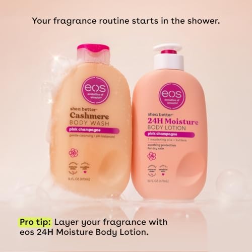 Eos Shea Better Cashmere Body Wash  Pink Champagne  Creamy Gel Formula  16 Fl Oz