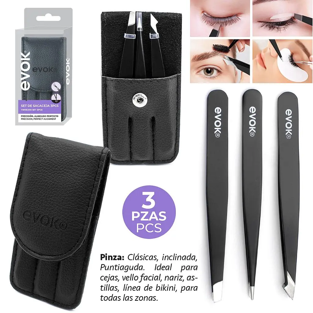 EVOK SET DE SACA CEJA 3PCS PROFESIONALES