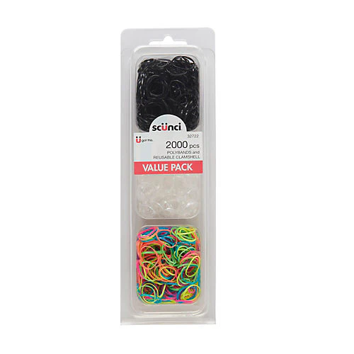 SCUNCI ALL HAIR ALL DAY HOLD LIGAS 2000PCS NEGRAS TRANSPARENTES Y DE COLORES