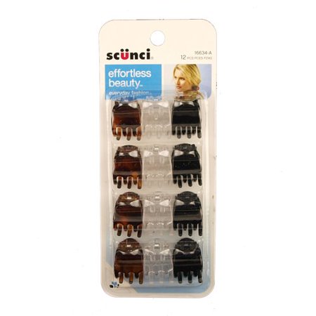 SCUNCI GANCHITOS 12 PCS PEQUEÑOS MARRON TRANSPARENTE NEGRO