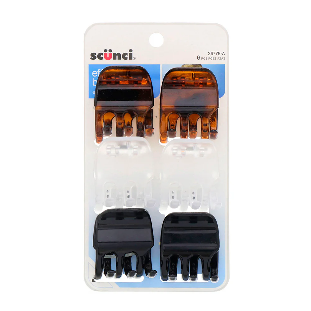 SCUNCI GANCHO 6 PCS MEDIANO MARRON TRANSPARENTE NEGRO