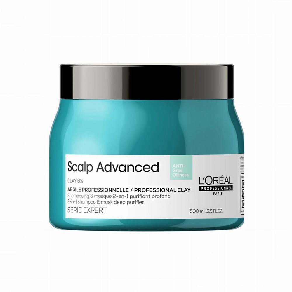 LOREAL PROFESSIONNEL SCALP ADVANCED CLAY 500ML SHAMPOO Y MASCARILLA 2 EN 1 PARA CABELLO GRASO BARRO