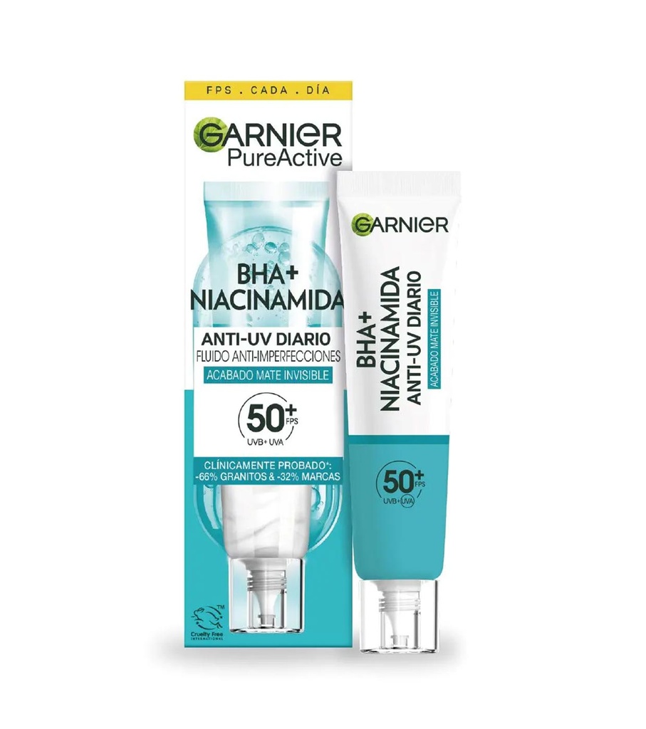 Garnier Pure Active Bha Niacinamida Fluido Anti-Imperfecciones Fps50 40ml
