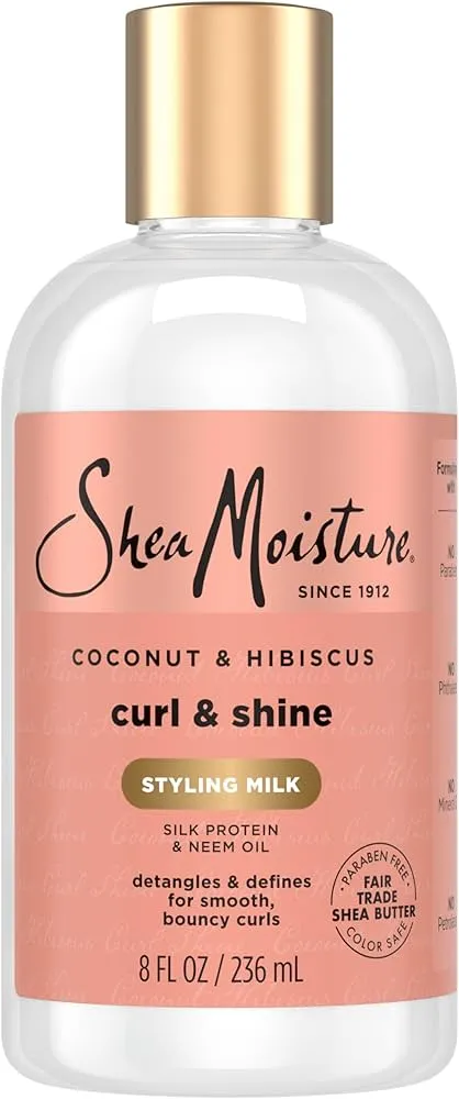 Shea Moisture, Curl & Style Milk Styling Aid Coconut Hibiscus 236ml Crema para peinar y desenredar para rizos