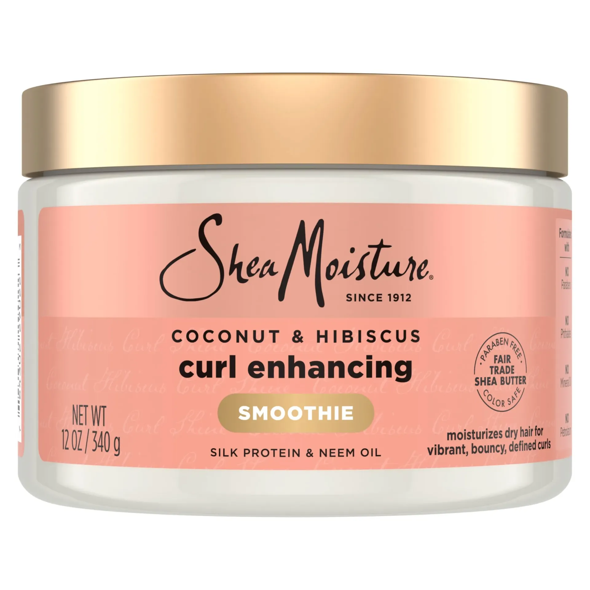Shea moisture Coconut & Hibiscus Curl-Enhancing Smoothie with Silk Protein & Neem Oil 340g Crema para peinar realzadora de rizos y rulos