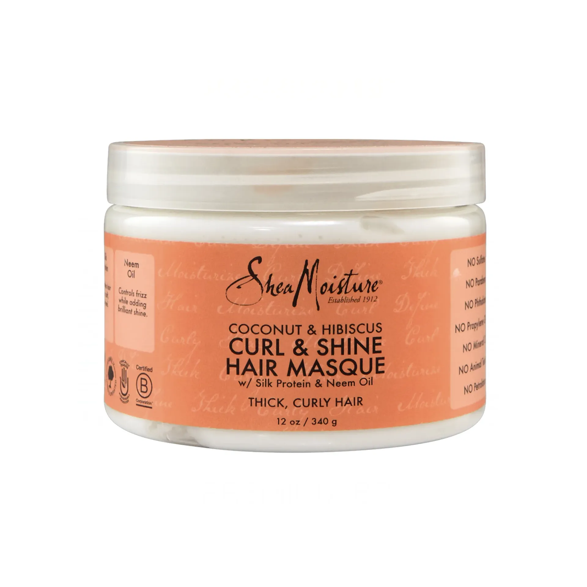 Shea Moisture coconut and hibiscus curl and shine hair masque 326gr Mascarilla para rizos y rulos