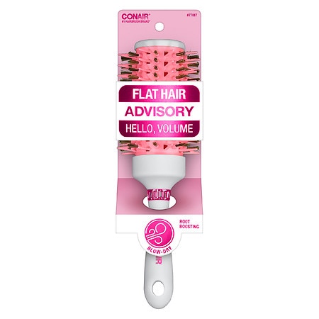 CONAIR FLAT HAIR ADVISORY HELLO VOLUME CEPILLO ROSADO REDONDO ROOT BOOSTING